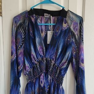 Elegant Blue and Purple Women's Blouse